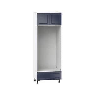 Devon Painted Blue Shaker Assembled Pantry Double Oven Kitchen Cabinet with a Drawer 30 in. W x 84.5 in. H x 24 in. D