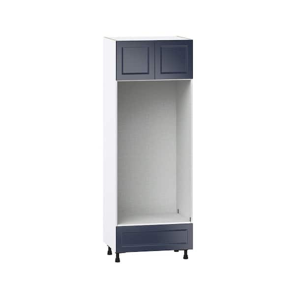 J COLLECTION Devon Painted Blue Shaker Assembled Pantry Double Oven Kitchen Cabinet with a Drawer 30 in. W x 84.5 in. H x 24 in. D