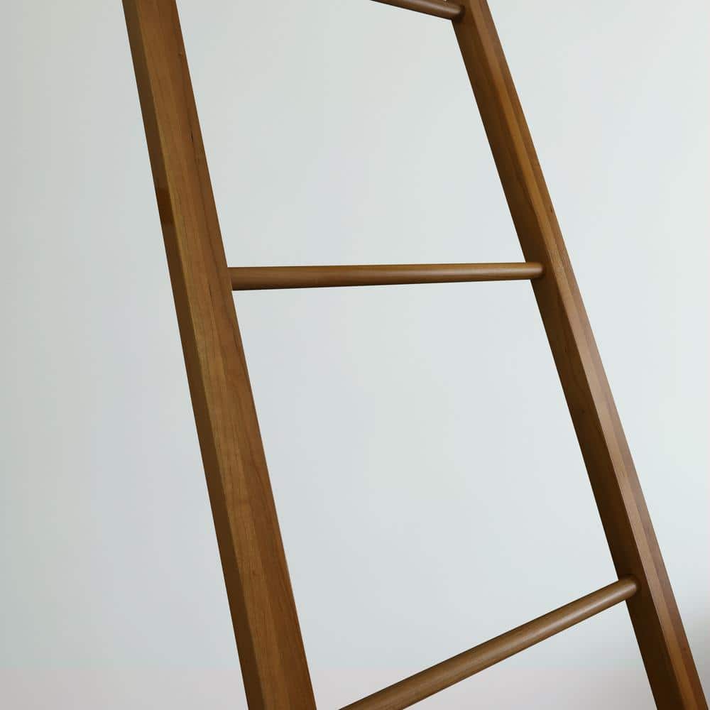 Solid American Cherry 5-Step Decorative Ladder for Towels and Magazines