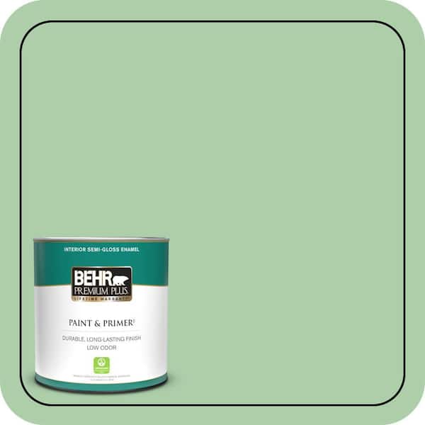 BEHR PREMIUM PLUS 1 qt. #450D-4 Garden Room Semi-Gloss Enamel Low Odor Interior Paint & Primer