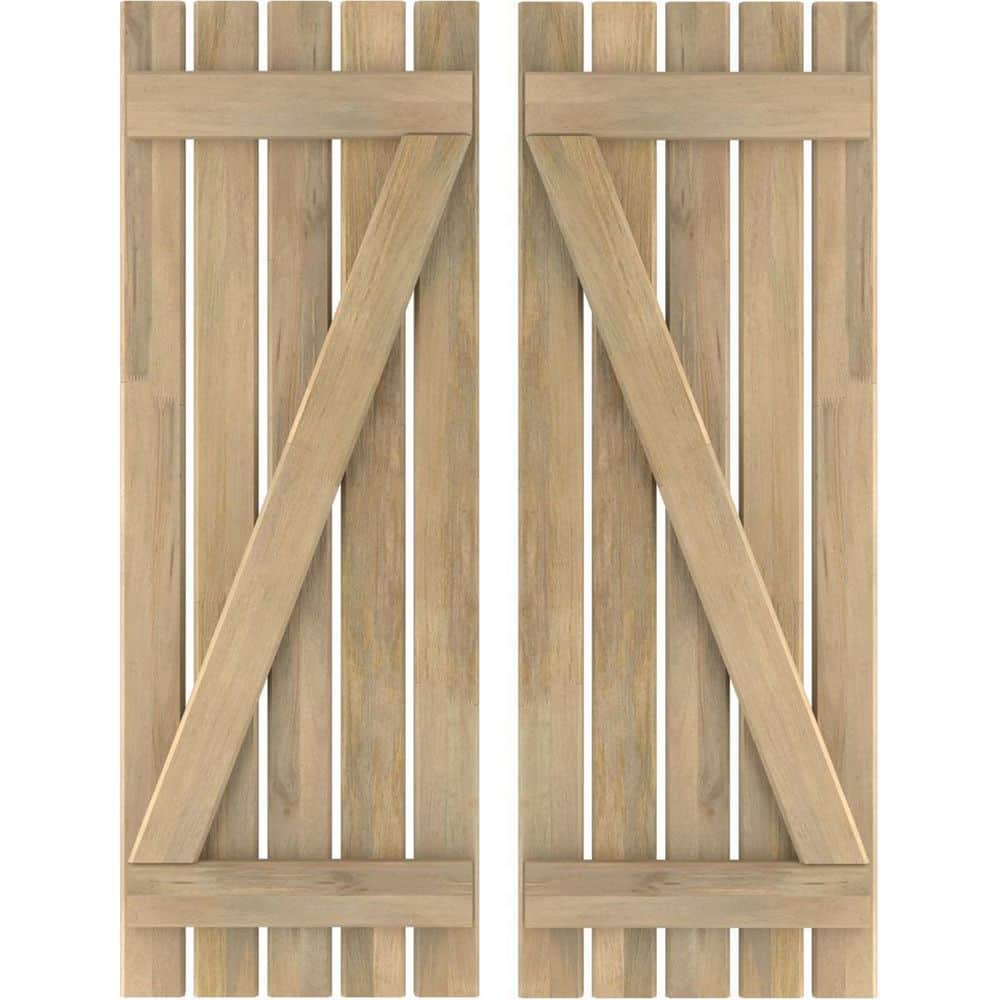 19-1/2 in. W x 69 in. H Americraft 5 Board Exterior Real Wood Spaced Board and Batten Shutters with Z-Bar Unfinished price history on PriceWatchPro