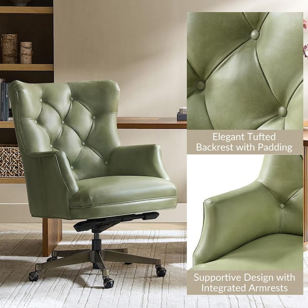 JAYDEN CREATION Salvador Genuine Leather Wingback Ergonomic Office