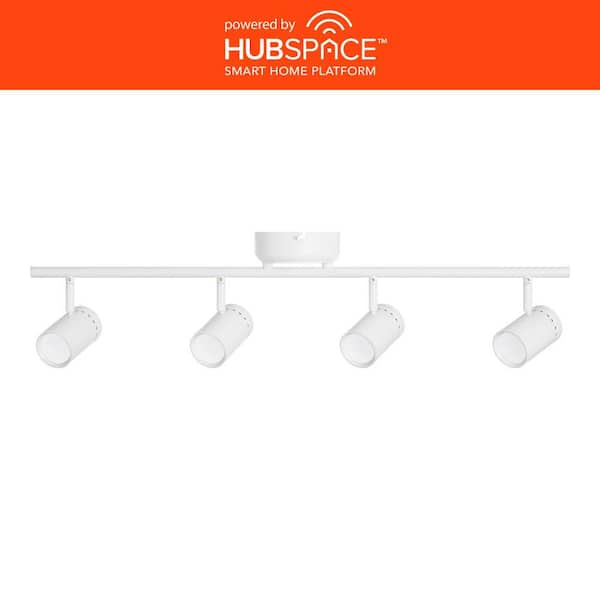Hampton Bay Crosshaven 2.6 ft. White Smart Color Tunable Integrated LED Track Lighting Kit with 4 Fixed Track Heads