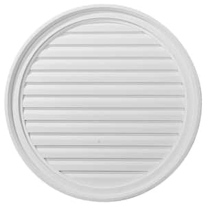 28 in. x 28 in. Round Primed Polyurethane Paintable Gable Louver Vent Functional