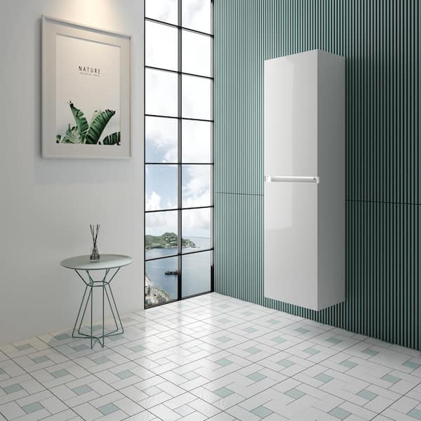 Vanity Art 16 in. x 63 in. x 12 in. LED Lighted Wall Hung Bathroom Cabinet in White
