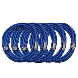 14 ft. CAT 7 SFTP 26AWG Double Shielded RJ45 Snagless Ethernet Cable, Blue 5-Pack