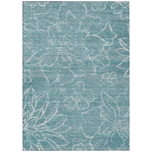 Chantille Machine Washable Indoor/Outdoor Abstract ACN2789 Teal 8 ft. x 10 ft. Area Rug