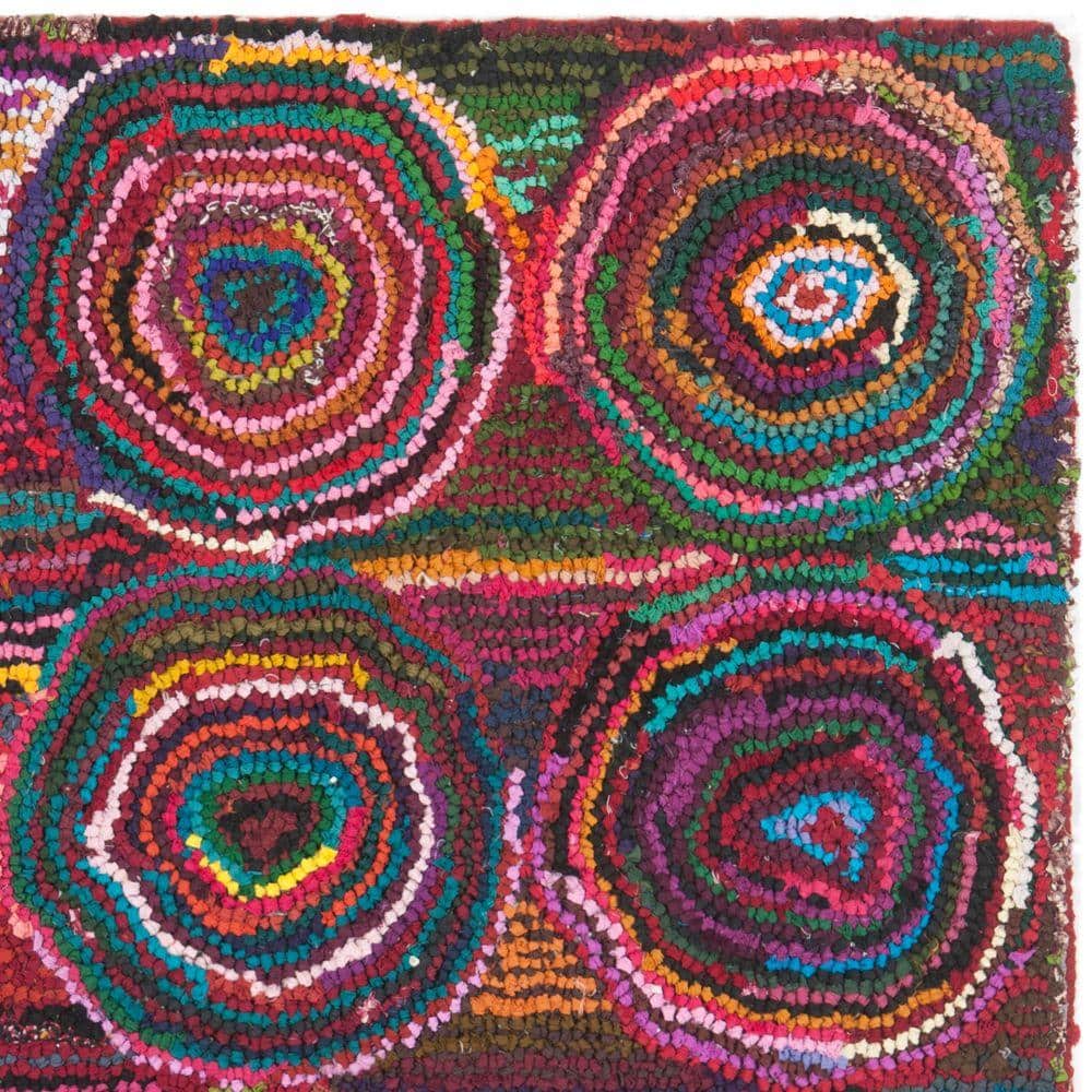 Handmade Red Cotton Tufted Square Area Rug 4' x 4'
