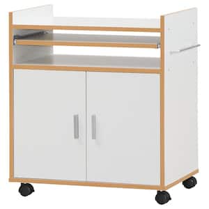 White Kitchen Trolley With Storage Cabinet