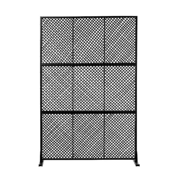 72.1 in. Privacy Metal Garden Fence Screen Panels in Black (1-Pack)