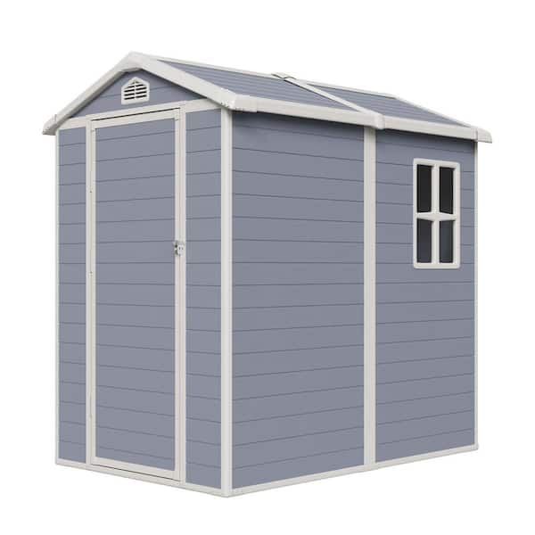 Sizzim 6.3 ft. W x 4.4 ft. D Outdoor Gray Resin Storage Plastic Shed ...