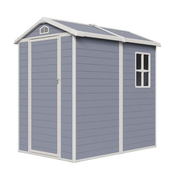 4 ft. x 6 ft. Plastic Storage Resin Shed with Floor Foundation, Air Vents for Patio, Grey (24 sq. ft. Coverage Area)