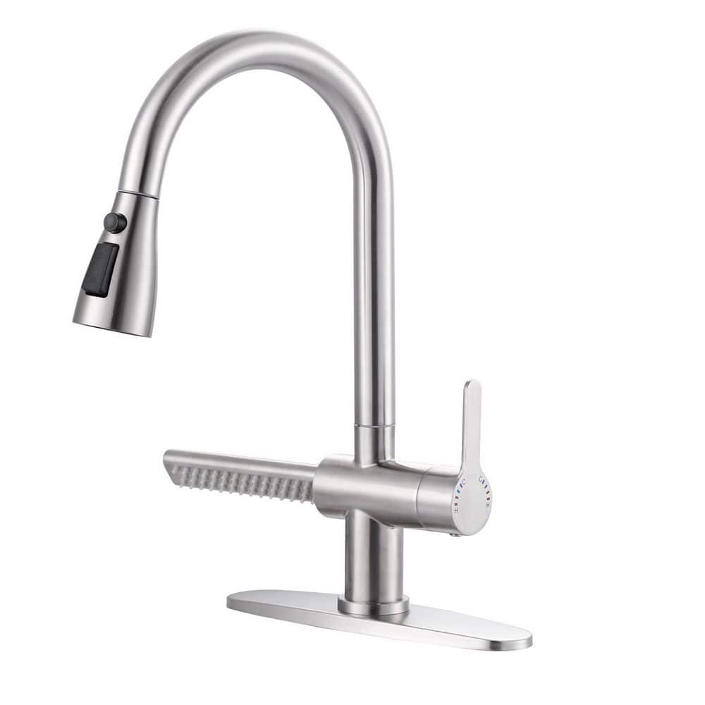 Brushed Nickel 15.7 in. Pull Down Sprayer Kitchen Faucet with 360° Swivel and Waterfall Spout price history on PriceWatchPro