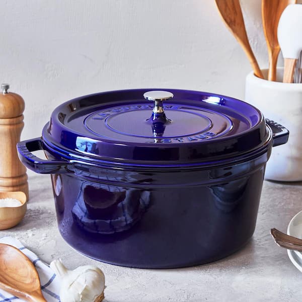 STAUB Cast Iron 7-qt Round Enameled Cast Iron Dutch Oven - Dark