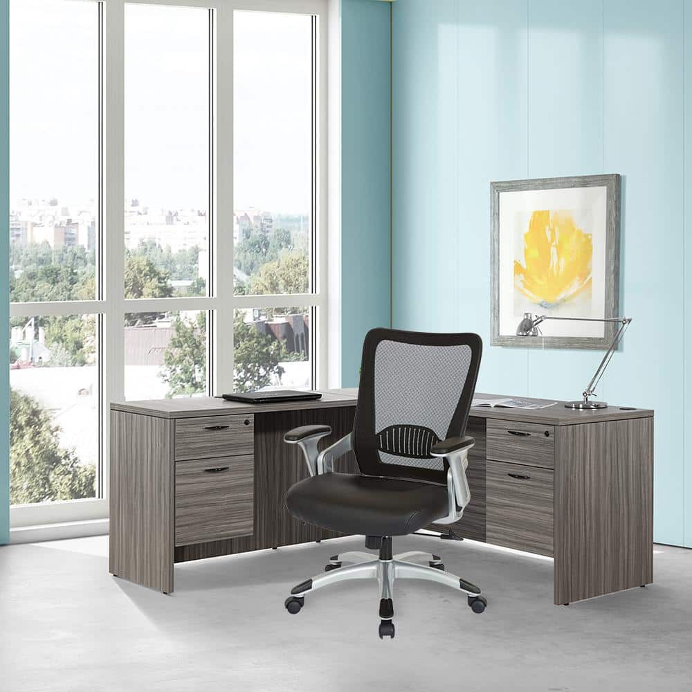 Manager's Chair with Black Faux Leather Seat and Mesh Back