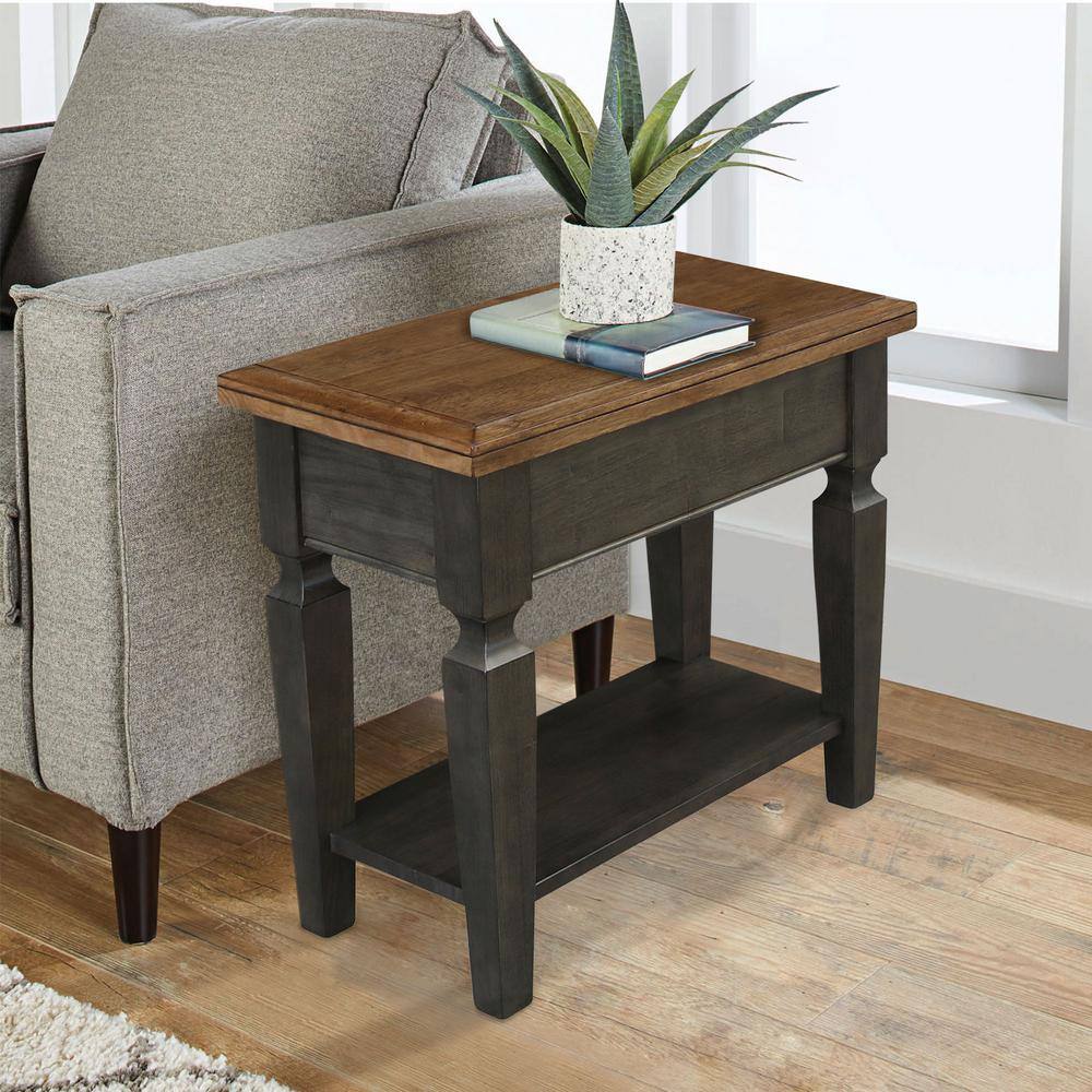 Vista 24 in. Hickory/Coal H Solid Wood End Table - thumbnail 7