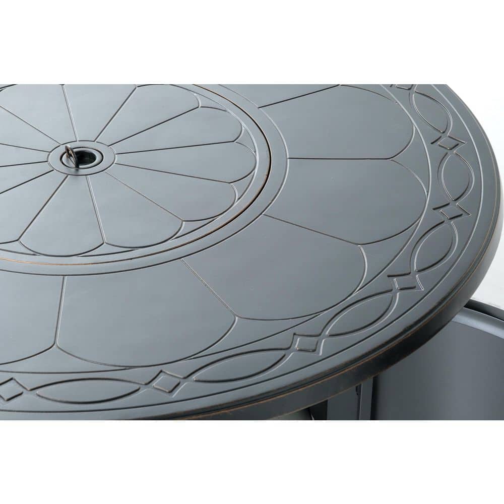 Hartwick 34" Round Black Aluminum Gas Fire Pit Table