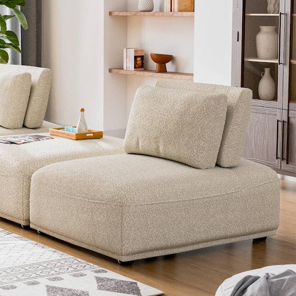 Furniture of America Fairwind 37 in. Armless Boucle Fabric Rectangle Modular Extendable Back Sofa in Beige