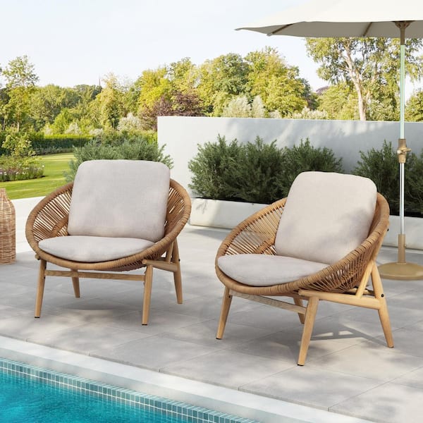 Noble House Teak Lounge Chairs With Cushions Outdoor Accent - Main Image