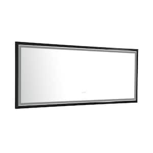 38 in. W x 88 in. H Large Rectangular Frameless Anti-Fog LED Light Wall Bathroom Vanity Mirror in Black