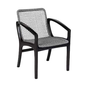 Black and Gray Eucalyptus Frame Outdoor Patio Dining Chair with Woven Rope