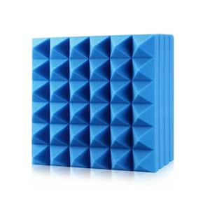 2 in. x 12 in. x 12 in. Square Sound Absorbing Acoustic Foam Panels in Blue (12-Pack)
