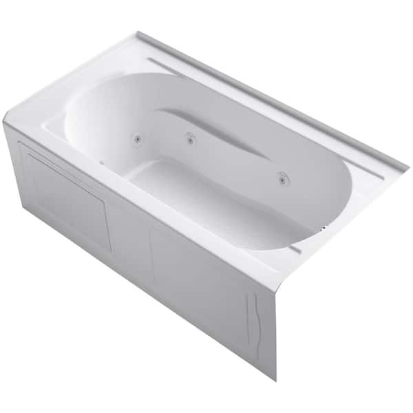 KOHLER Devonshire 5 ft. Acrylic Right Drain Rectangular Alcove Whirlpool Bathtub in White Finish
