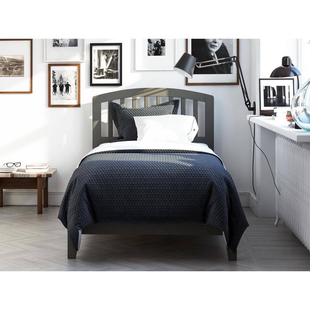 Richmond Twin Gray Wood Mission Bed with Headboard