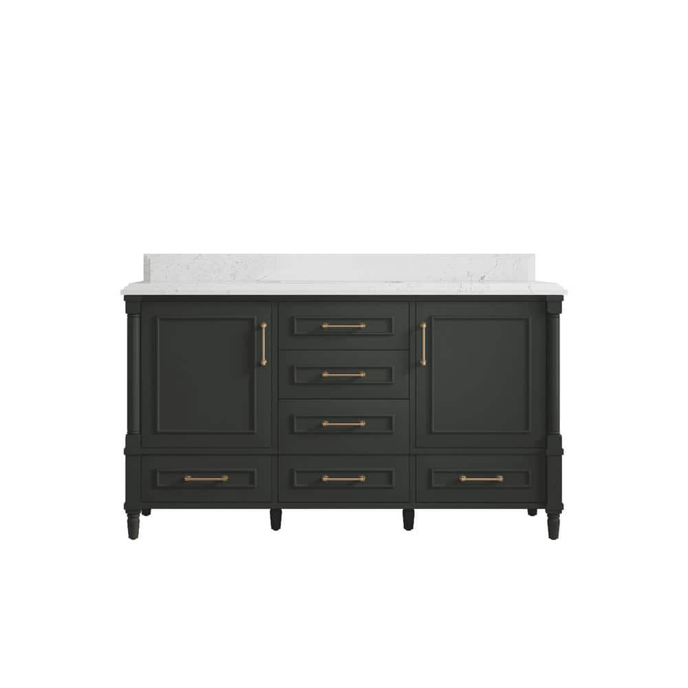 Hudson 60 in. Single Sink Freestanding Black Top Bath Vanity with Empira White Quartz Top Unassembled price history on PriceWatchPro