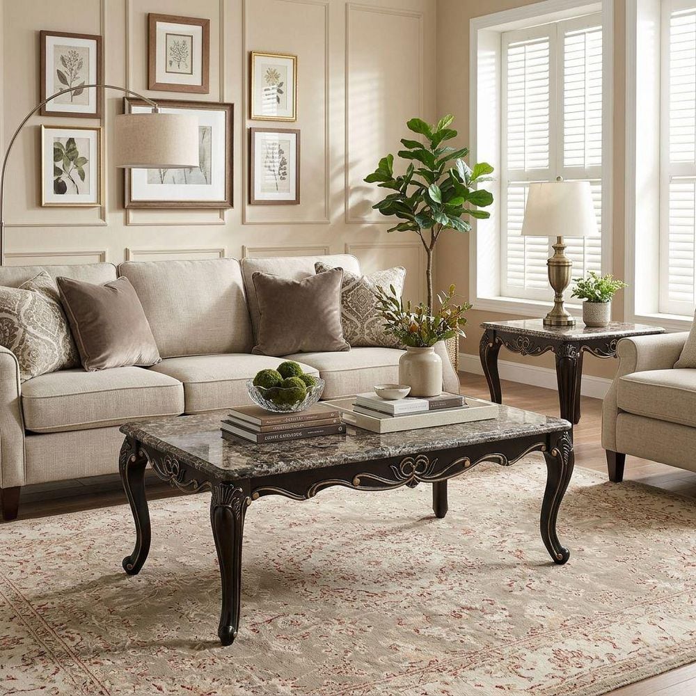 Benson 27.5 in. Dark Walnut Rectangular Wood End Table with Cabriole Legs and Carved Details price history on PriceWatchPro