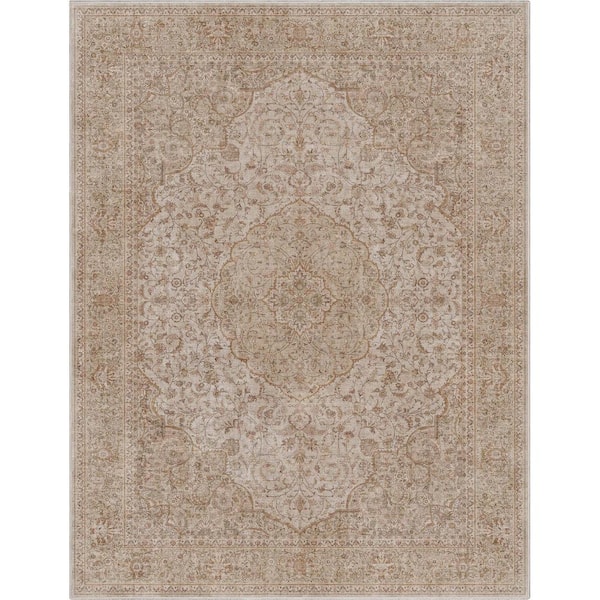 Well Woven Beige 9 ft. 10 in. x 13 ft. Asha Odette Vintage Persian Oriental Area Rug