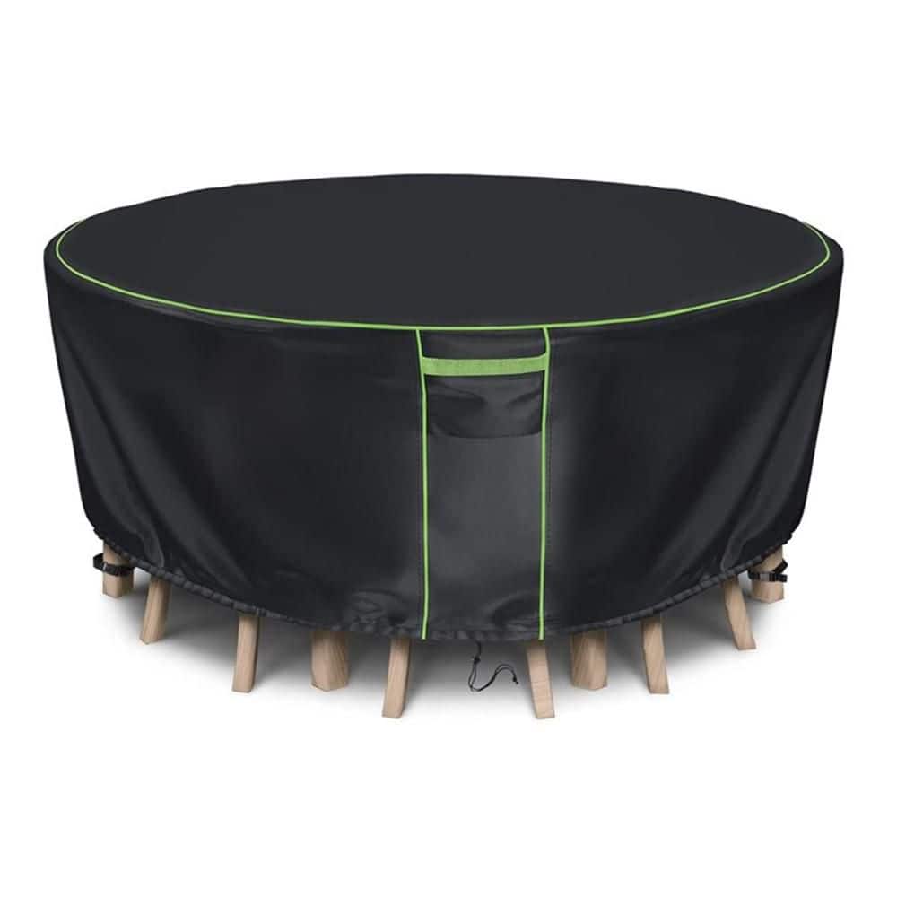 73 in. Round Black Waterproof Outdoor Patio Dining Table Chairs Cover with Green Trim Edge price history on PriceWatchPro