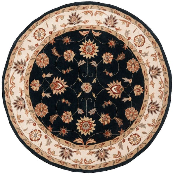 Total Performance 6 ft. x 6 ft. Navy/Ivory Ornate Oriental Round Area Rug