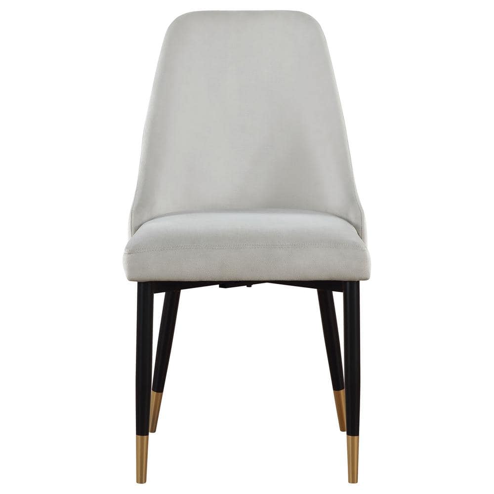 Gray Velvet Upholstered Side Chair with Metal Legs