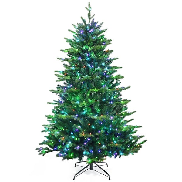 Gymax 6 FT Pre-lit Artificial Christmas Tree w/APP Control & 15 Lighting Modes