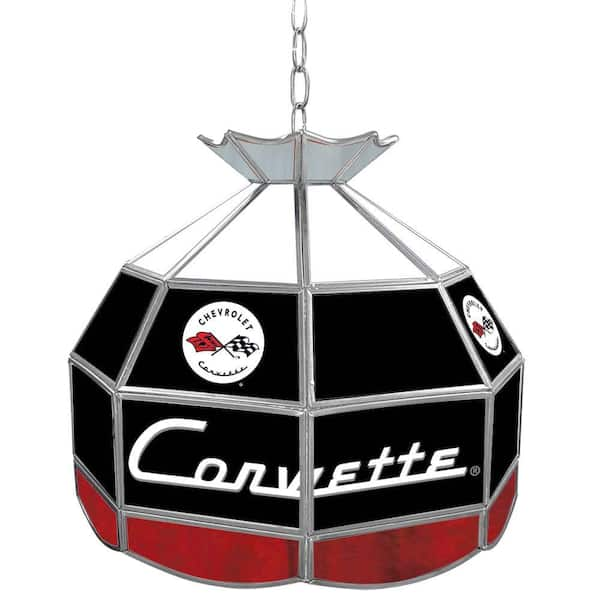 Trademark Global Corvette 16 in. Silver Hanging Tiffany Style Billiard Lamp