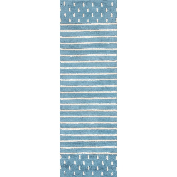 nuLOOM Marlowe Stripes Baby Blue 2 ft. x 6 ft. Indoor Runner