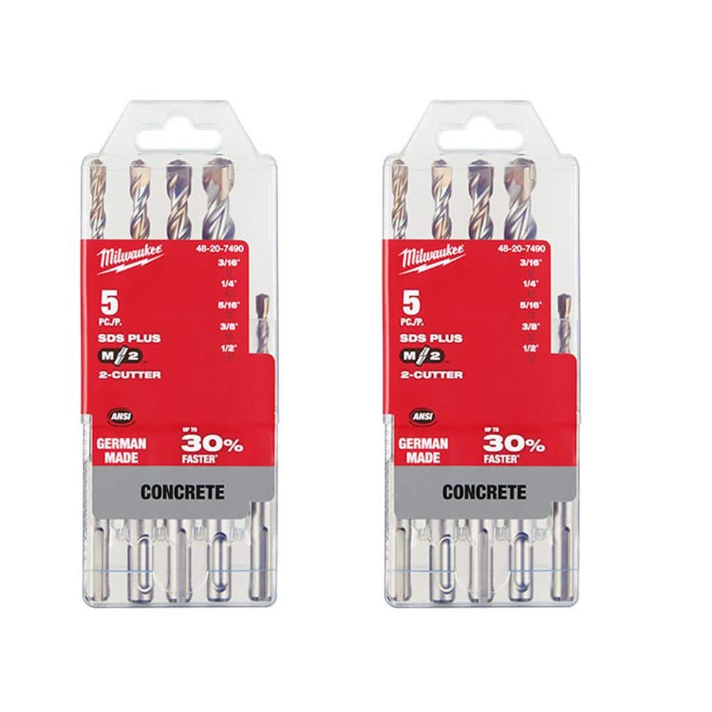 Milwaukee 2Cutter SDSPLUS Carbide Hammer Drill Bit Set (10Piece) 4820749048207490 The