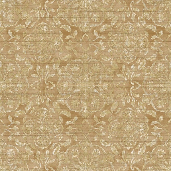 Unbranded Elegance Collection Brown Floral Stripe Shimmer Finish Non-Pasted Non-Woven Wallpaper Roll
