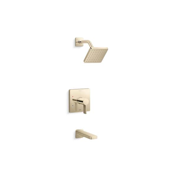 KOHLER Parallel Rite-Temp Single Handle Bath And Shower Trim Kit 2.5 GPM in Vibrant French Gold