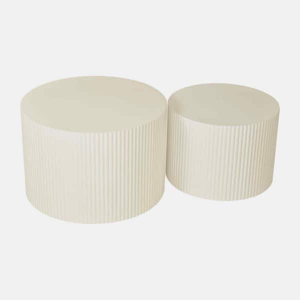 wetiny 23.62 in. Beige Round MDF Coffee Table