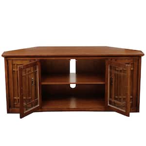 Riley Holliday 56 in. W Mission Oak TV Stand with Enclosed Storage Holds TV's up to 60 in. Wide