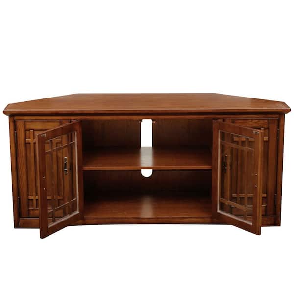 Leick Home Riley Holliday 56 in. W Mission Oak TV Stand with Enclosed Storage Holds TV's up to 60 in. Wide