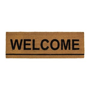 Northlight Black and Natural Coir Rectangular Welcome Doormat 22 x 48