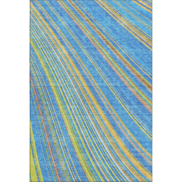 Addison Rugs Mayfield Premium Machine Washable Abstract AMF981 Denim 10 ft. x 14 ft. Area Rug
