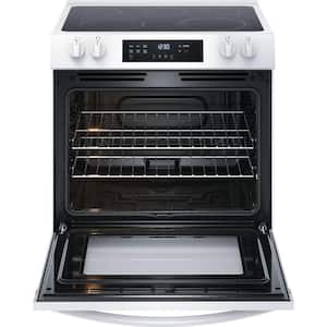 30 in. 5-Burner Element Slide-In Front Control Electric Range with Steam Clean in White