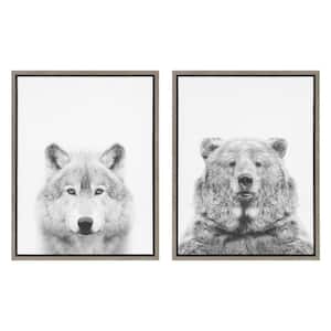 Sylvie "Wolf and Bear" by Simon Te of Tai Prints Framed Canvas Wall Art Set 18 in. x 24 in.