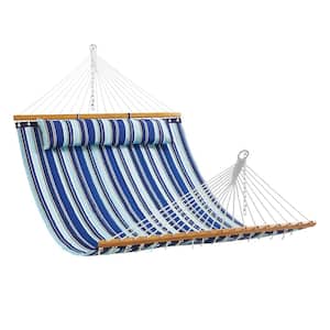 Double Quilted Fabric Hammock 12 ft. Double Hammock with Hardwood Spreader Bars 2 Person Quilted Hammock