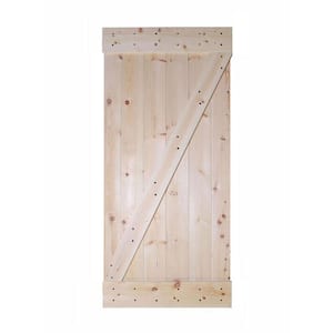 24 in. x 84 in. Unfinished Knotty Pine Interior Barn Door Slab