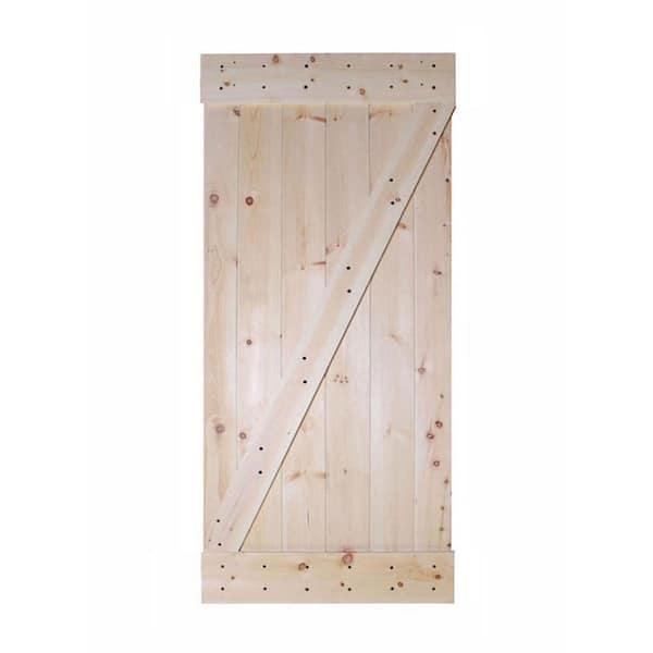 CALHOME 24 in. x 84 in. Unfinished Knotty Pine Interior Barn Door Slab